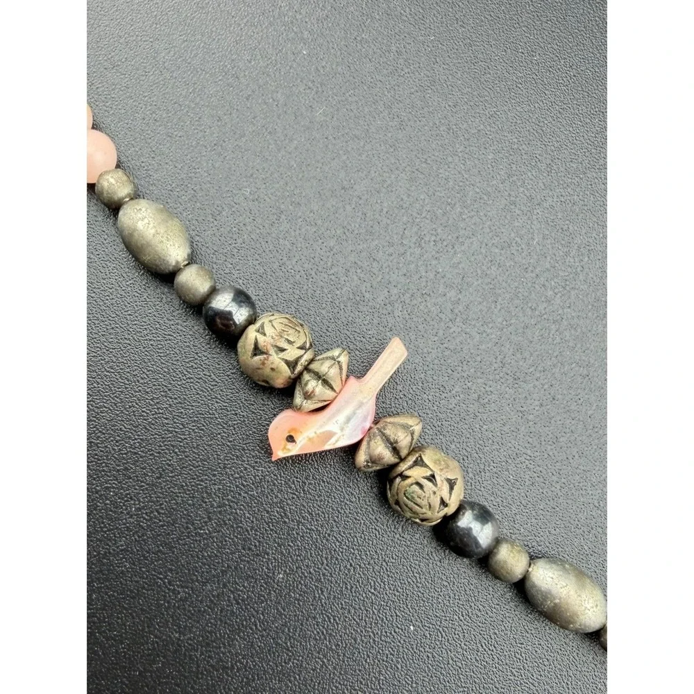 Bird Fetish Dreamcatcher Necklace Pink Silver Tone‎ Vintage READ